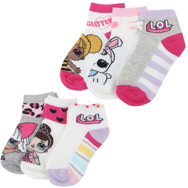 L.O.L Surprise 驚喜寶貝蛋 女童 LOL 愛心3款 + 亮粉3款 襪子套組