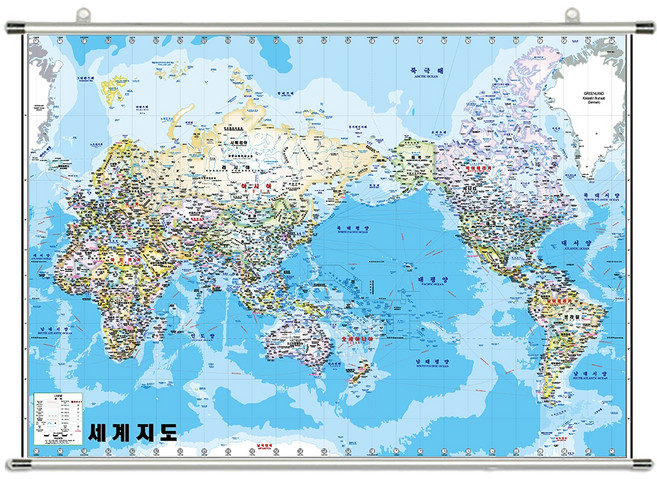 지도닷컴 세계지도행정 학습 지도 족자형 150 x 110 cm + 대한민국 전도, 1세트