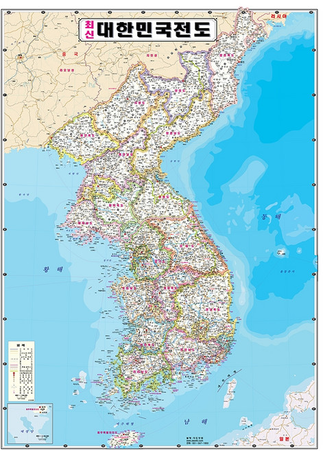 지도닷컴 대한민국전도 학습 코팅형 78 x 110 cm + 세계지도, 1세트