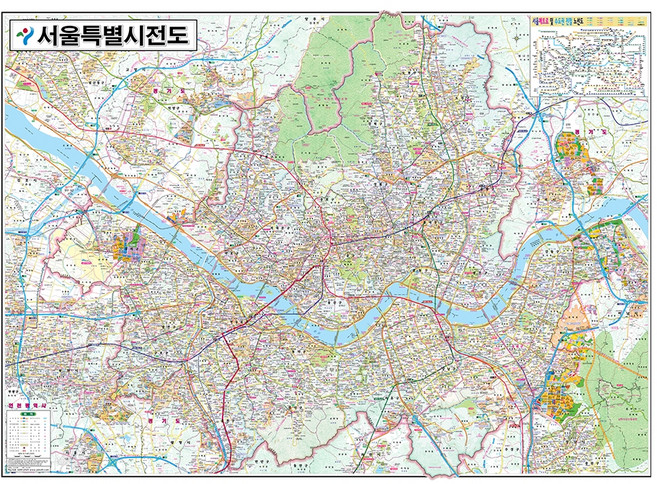 지도닷컴 서울특별시전도 코팅형 110 x 78 cm + 전국행정도로지도, 1세트