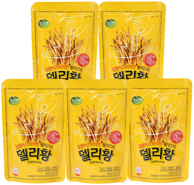 바다소리 델리황 황태스낵 버터맛, 20g, 5개