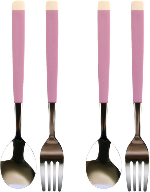 보네르 주니어 & 키즈 세트, 핑크, 스푼 + 포크, 2세트