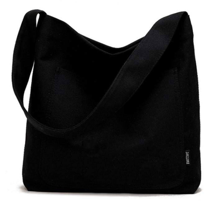 마켓피오 패션 캔버스 캐주얼 포켓 크로스 에코백