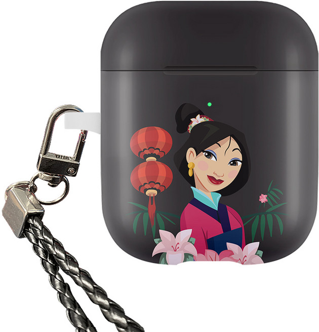 디즈니 뮬란 고리형 에어팟 케이스, 블랙