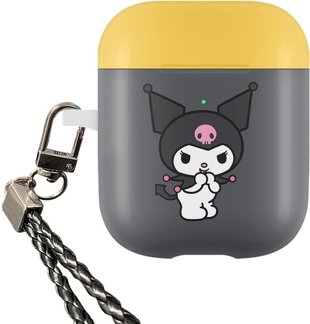 산리오 쿠로미 투컬러 고리형 에어팟 케이스, 옐로우그레이