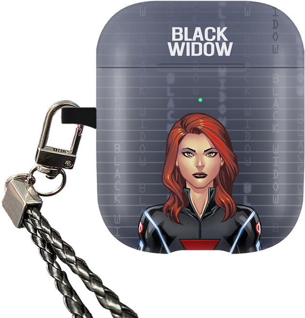 마블 비하인드 고리형 에어팟 케이스, 블랙 위도우