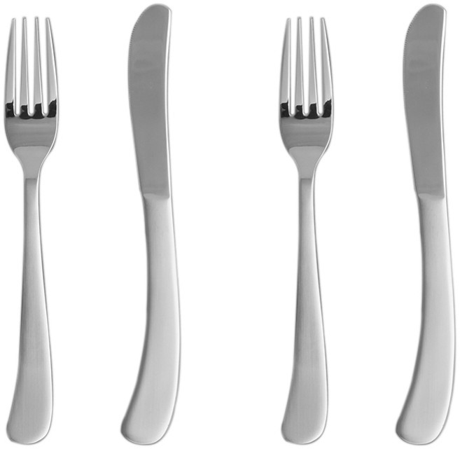 마일드 커트러리 세트, 실버, 디너포크(2P) + 나이프(2P), 1세트