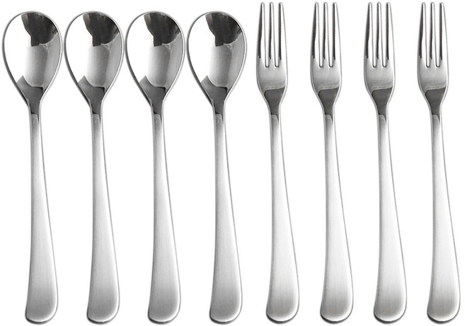 마일드실버 티스푼 포크 세트, 4세트, 티스푼 4p  +  포크 4p
