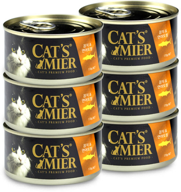 캣츠미어 고양이캔, 연어+참치, 170g, 6개