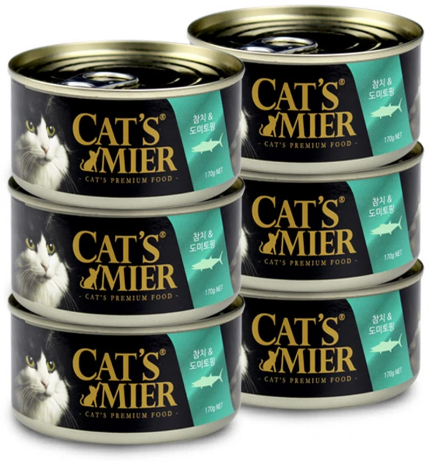 캣츠미어 고양이 주식캔, 참치+도미, 170g, 6개 - 쿠팡