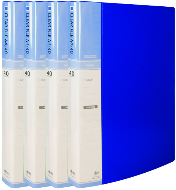 클리어화일 인덱스 A4 40매, 청색, 4개