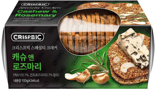 크리스프빅 스페셜티 크래커 캐슈 앤 로즈마리, 100g, 1개