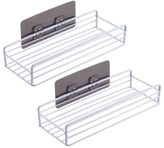 모나코올리브 망고너츠 무타공 철제와이어 양념통 다용도 선반, 화이트, 2개