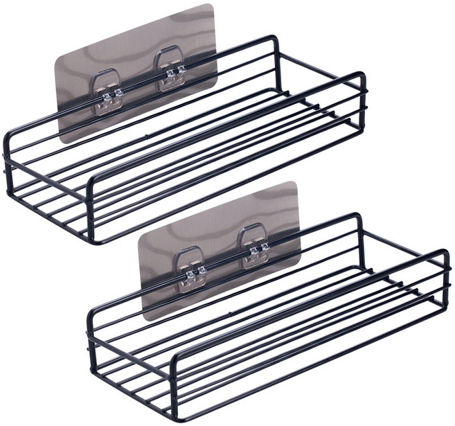 모나코올리브 망고너츠 철제와이어 무타공 벽걸이선반, 블랙, 2개