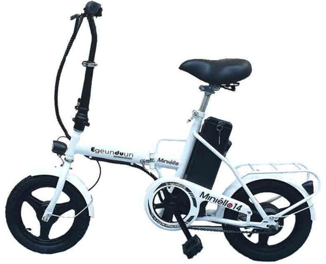 e근두운 미니엘로 24V 접이식 14인치 배터리 미포함 전기자전거, 화이트
