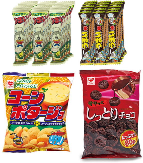 派對綜合餅乾組, 玉米濃湯棒 6g 15入+巧克力棒 6g 15入+玉米濃湯餅乾 75g+巧克力脆餅 80g, 1組