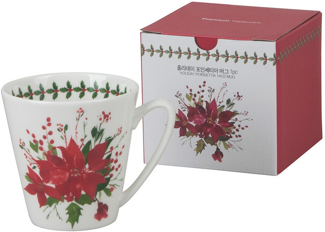 ZEN 머그컵 420ml, 홀리데이 포인세티아, 1개