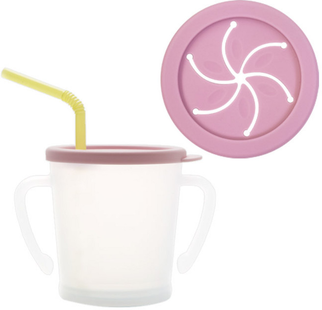 아가프라 매직스낵컵 + 뚜껑, 300ml, 1세트, 핑크