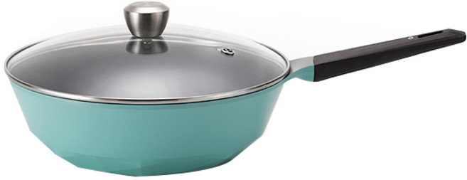 네오플램 캐럿 궁중팬 웍 + 유리뚜껑, 30cm, 1세트