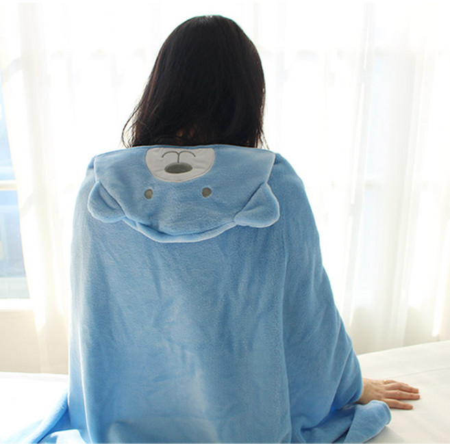 캐릭터후드담요 블루베어