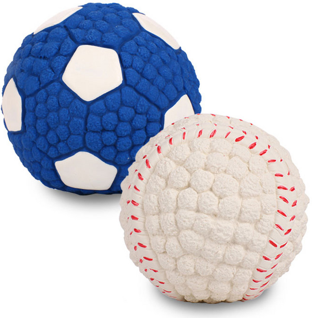 딩동펫 라텍스 스포츠볼 강아지 장난감, 축구공 + 야구공 세트, 1세트