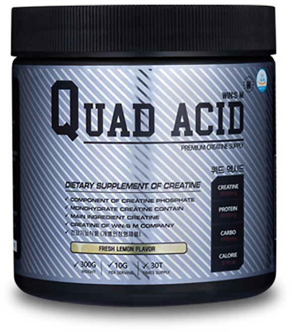 윈스머슬 쿼드엑시드 크레아틴 레몬맛, 1개, 300g