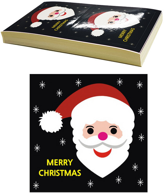 크리스마스 포장데코 사각 스티커, 산타할아버지, 80개