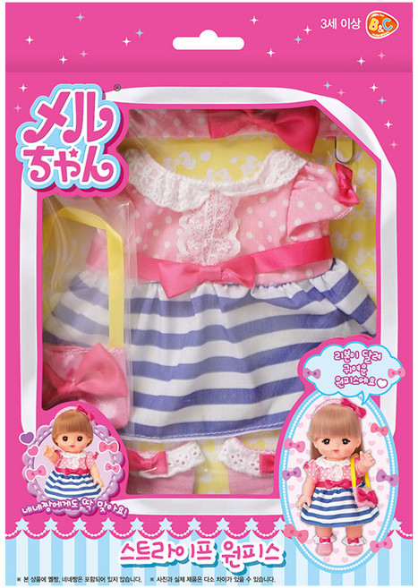 Mell Chan 小美樂 B&C 條紋連身裙 娃娃配件, 混合顏色, 1個