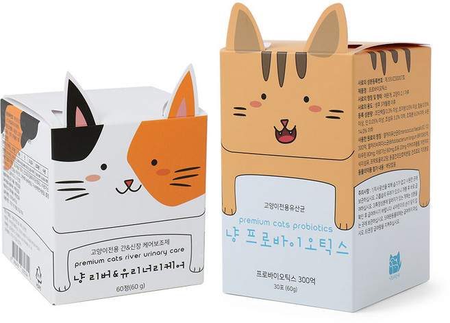 냥과함개 고양이 프로바이오틱스 60g + 리버 유리너리케어 60g 영양제 세트, 1세트