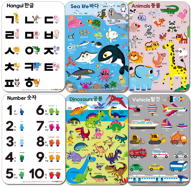 유아학습 벽그림 6종 세트, 1단계, 나우에듀
