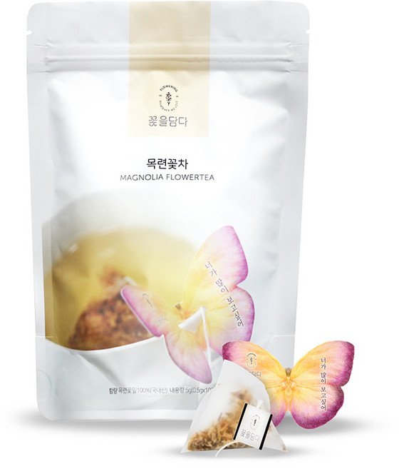 꽃을담다 나비티백 목련꽃차, 500mg, 10개입, 1개