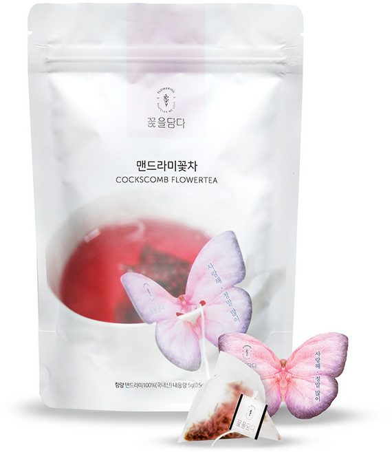 꽃을담다 나비티백 맨드라미꽃차, 500mg, 10개입, 1개
