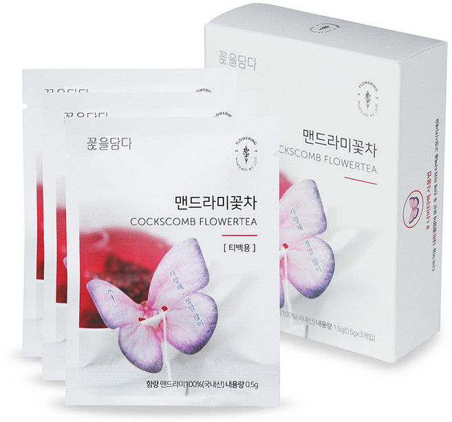 꽃을담다 나비티백 맨드라미꽃차, 500mg, 3개입, 1개