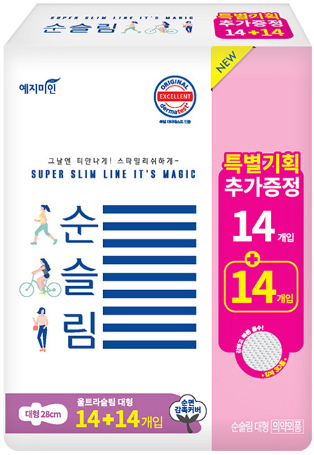 예지미인 뉴 순슬림 생리대 날개형, 대형, 28개입, 1개