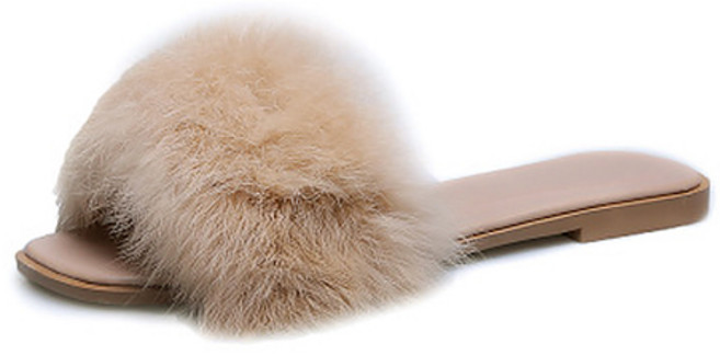 더플로우 여성용 보들보들 풍성한 인조털 슬리퍼