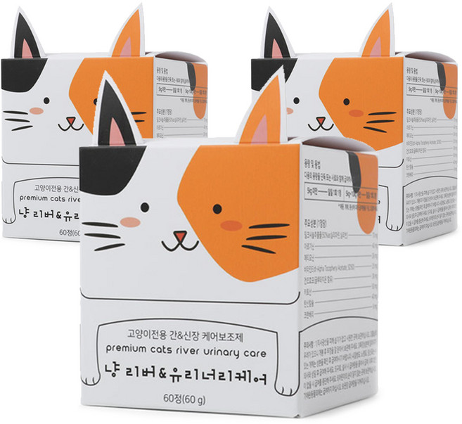 냥과함개 고양이 영양제, 60정, 간/신장, 3개