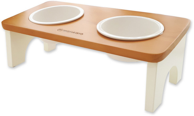 모나지오 스위트 애견원목식기 식탁 2구, 네츄럴화이트, 1개