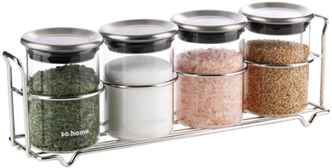 소홈 내열유리 양념병 세트, 1세트, 양념병 4p + 거치대