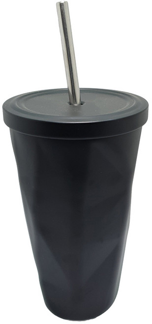 COMELY 스테인레스 보온보냉 빨대텀블러 CMT007, 딥 블랙, 480ml