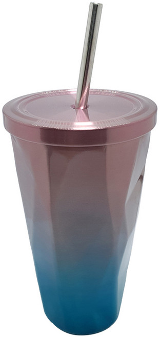 코멜리 스테인레스 보온보냉 빨대텀블러 CMT007, 프리즘 핑크, 480ml