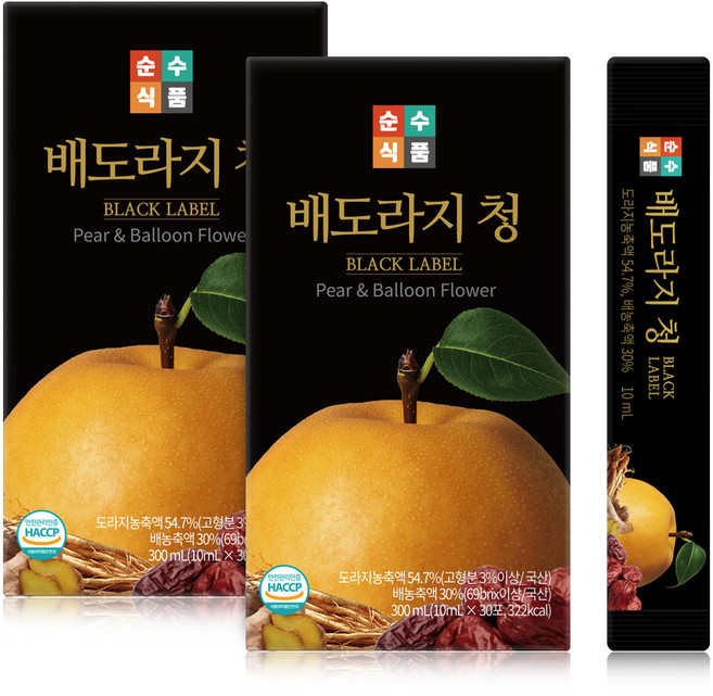 순수식품 배도라지 청 블랙라벨, 300ml, 2개