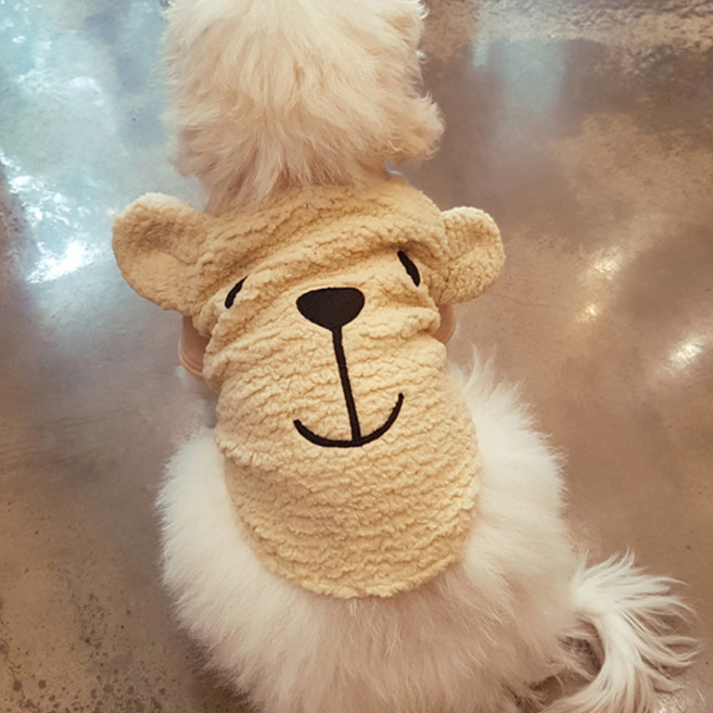 도그맘 곰인형 반려동물 자수티, 베이지, 1개