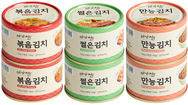 미가찬 캔김치 썰은김치 160g x 2p + 볶음김치 160g x 2p + 만능김치 160g x 2p 세트, 1세트