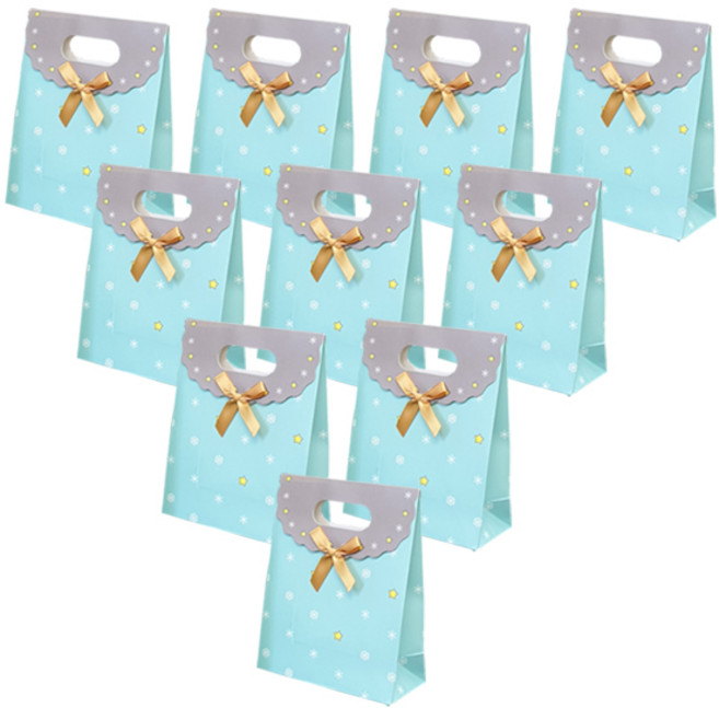 에이비엠코리아 손잡이 종이 쇼핑백 별눈꽃, 혼합색상, 10개