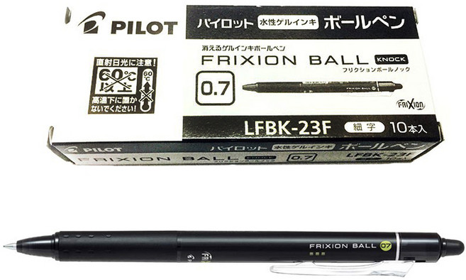 프릭션 노크 볼펜 0.7mm, 블랙, 10개
