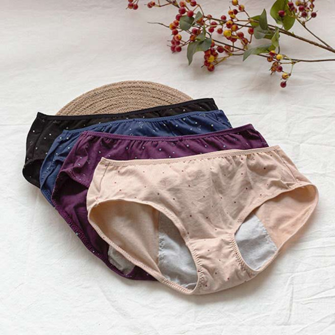 CHOCUN 月亮生理褲 4件組, 米色, 黑色, 海軍藍, 紫紅色