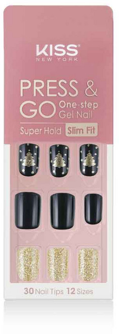 키스뉴욕 프레스앤고 슬림핏 네일팁세트, 블랙골든트리, 1개