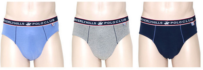 비버리힐스폴로클럽 남성용 코튼 무지 면스판 3D입체 삼각팬티 3종세트