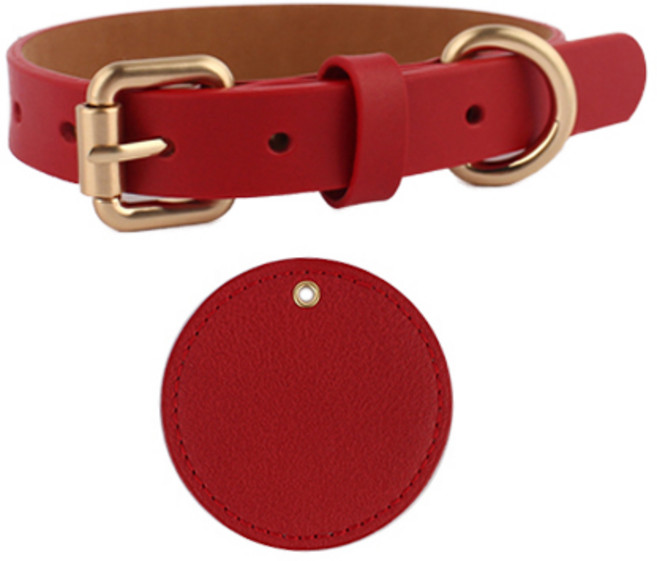 구바스 뉴프리미엄 반려동물 목줄 + 인식표, 레드, 1개