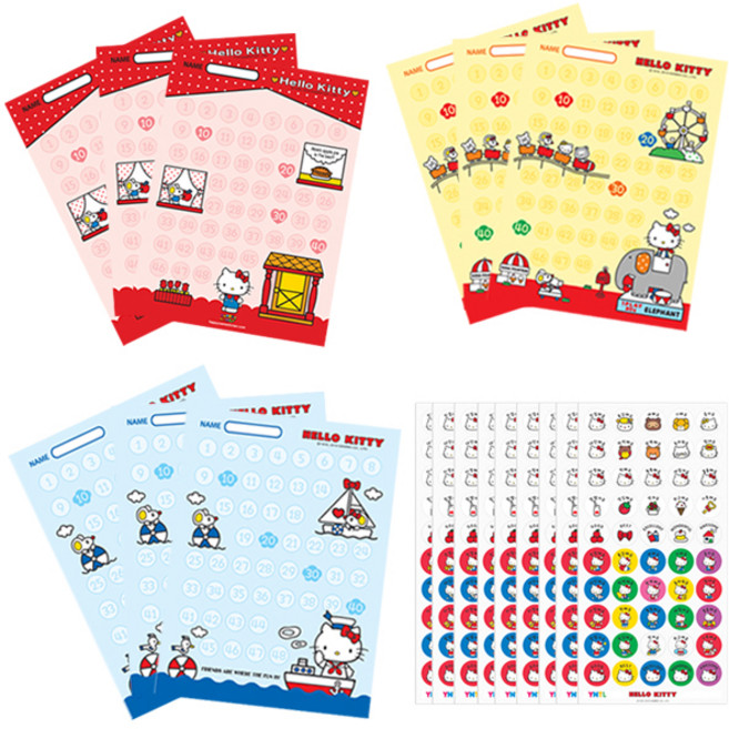 키티 칭찬스티커 세트, 혼합 색상, 1세트